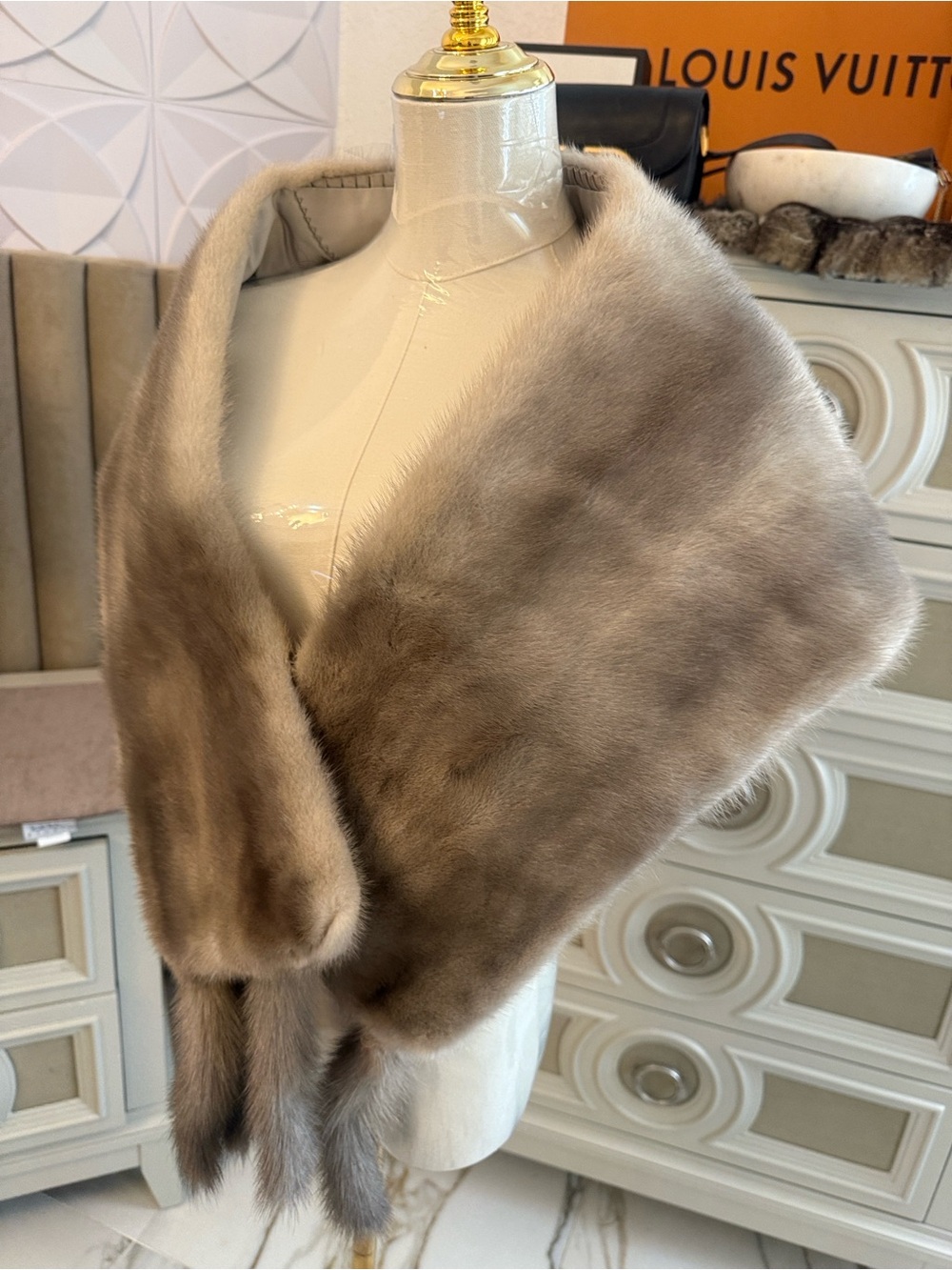 Real mink fur stole